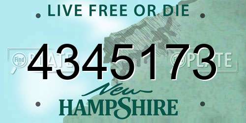 4345173 New Hampshire License Plate