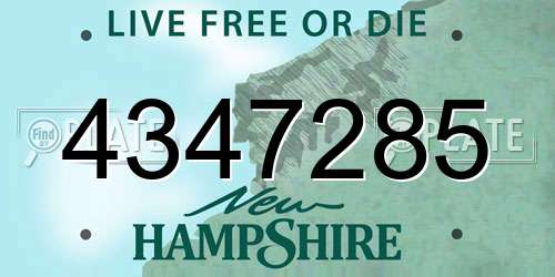 4347285 New Hampshire License Plate