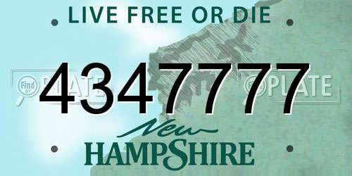 4347777 New Hampshire License Plate