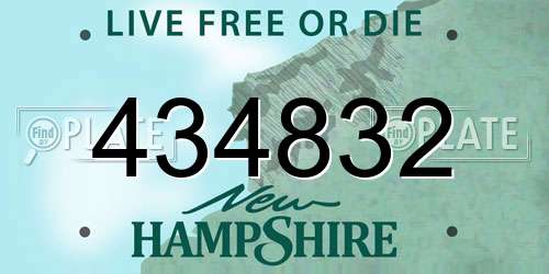 434832 New Hampshire License Plate