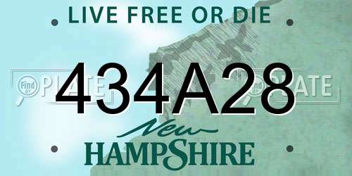 434A28 New Hampshire License Plate