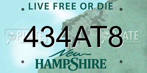 434AT8 New Hampshire License Plate