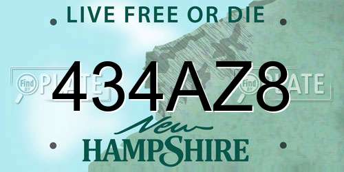 434AZ8 New Hampshire License Plate