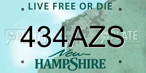 434AZS New Hampshire License Plate