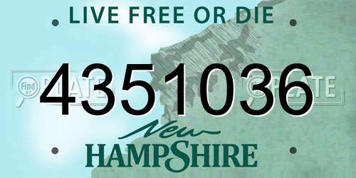 4351036 New Hampshire License Plate