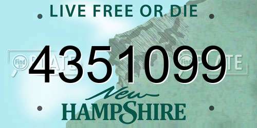 4351099 New Hampshire License Plate