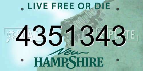 4351343 New Hampshire License Plate