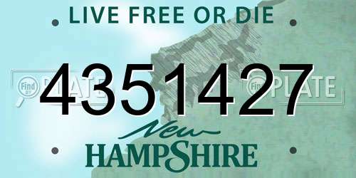4351427 New Hampshire License Plate