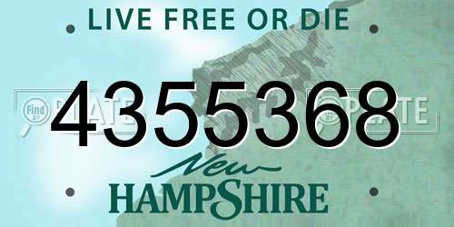 4355368 New Hampshire License Plate