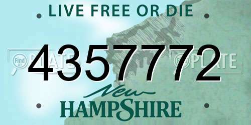 4357772 New Hampshire License Plate
