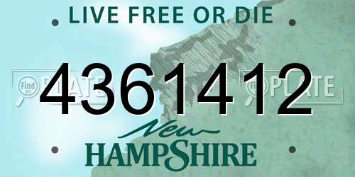 4361412 New Hampshire License Plate