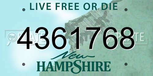 4361768 New Hampshire License Plate