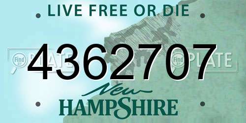 4362707 New Hampshire License Plate