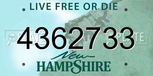 4362733 New Hampshire License Plate
