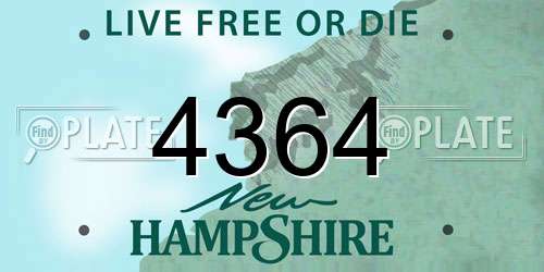 4364 New Hampshire License Plate