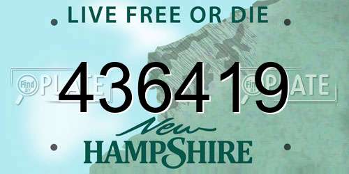 436419 New Hampshire License Plate