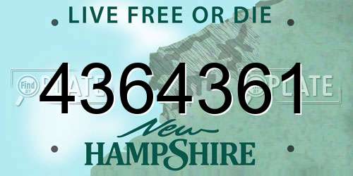 4364361 New Hampshire License Plate