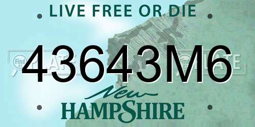 43643M6 New Hampshire License Plate
