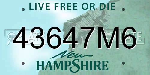 43647M6 New Hampshire License Plate