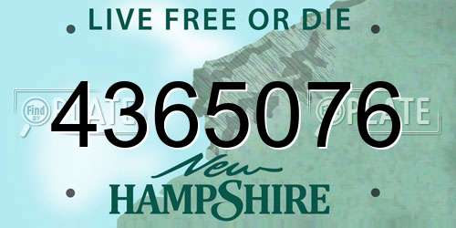 4365076 New Hampshire License Plate