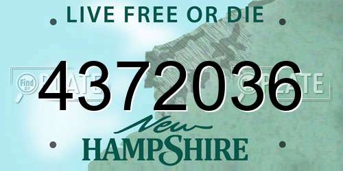4372036 New Hampshire License Plate