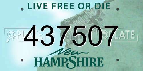 437507 New Hampshire License Plate