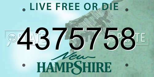 4375758 New Hampshire License Plate