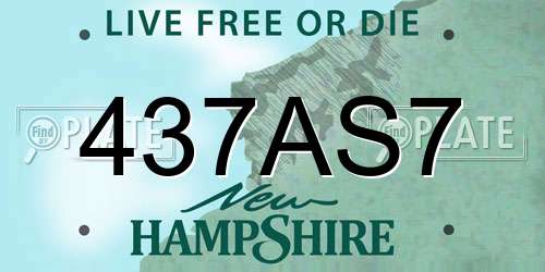 437AS7 New Hampshire License Plate