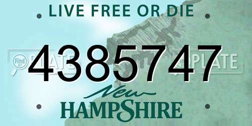 4385747 New Hampshire License Plate