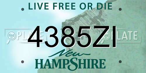 4385ZI New Hampshire License Plate