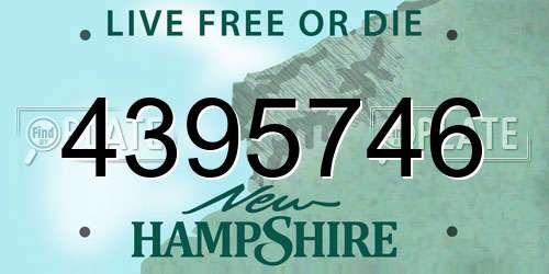 4395746 New Hampshire License Plate