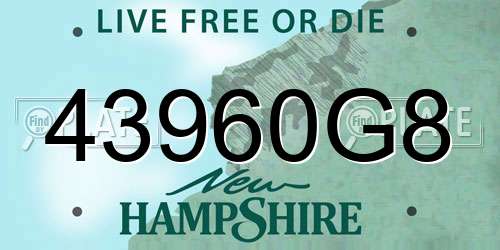 43960G8 New Hampshire License Plate