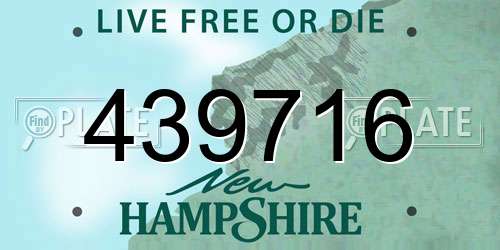 439716 New Hampshire License Plate