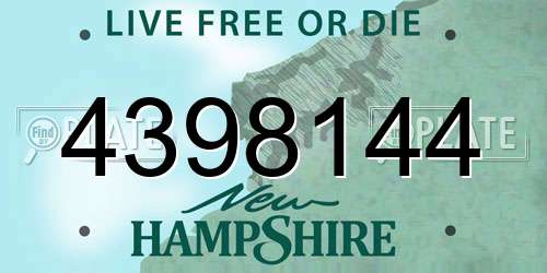 4398144 New Hampshire License Plate