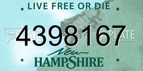 4398167 New Hampshire License Plate