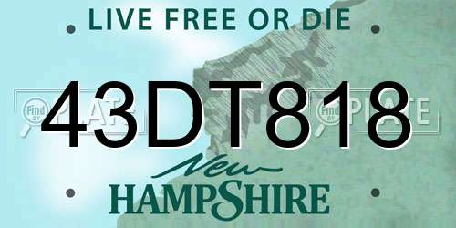 43DT818 New Hampshire License Plate