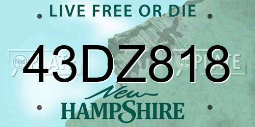 43DZ818 New Hampshire License Plate