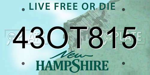 43OT815 New Hampshire License Plate