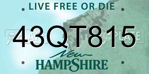 43QT815 New Hampshire License Plate
