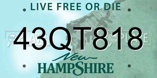43QT818 New Hampshire License Plate