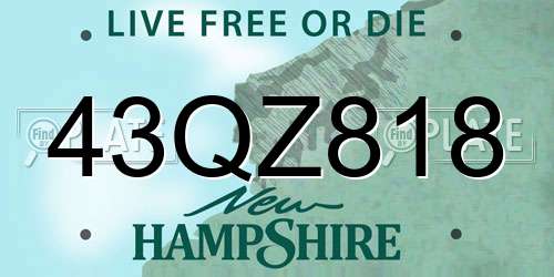 43QZ818 New Hampshire License Plate