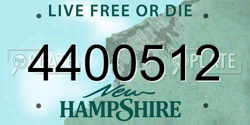 4400512 New Hampshire License Plate