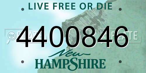 4400846 New Hampshire License Plate