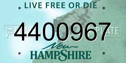 4400967 New Hampshire License Plate