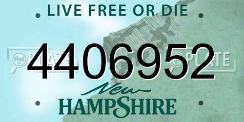 4406952 New Hampshire License Plate