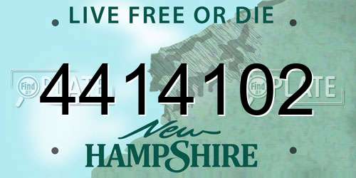 4414102 New Hampshire License Plate