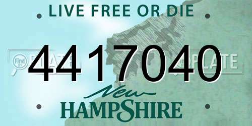 4417040 New Hampshire License Plate