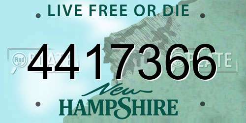 4417366 New Hampshire License Plate