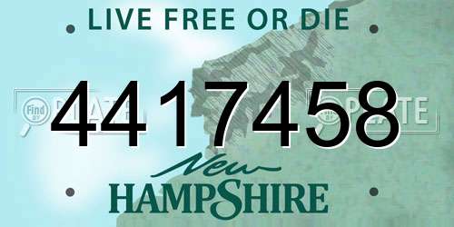 4417458 New Hampshire License Plate