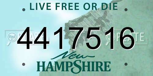 4417516 New Hampshire License Plate